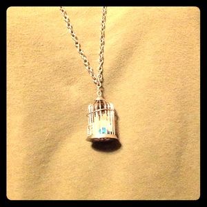 Bird cage necklace with real crystals